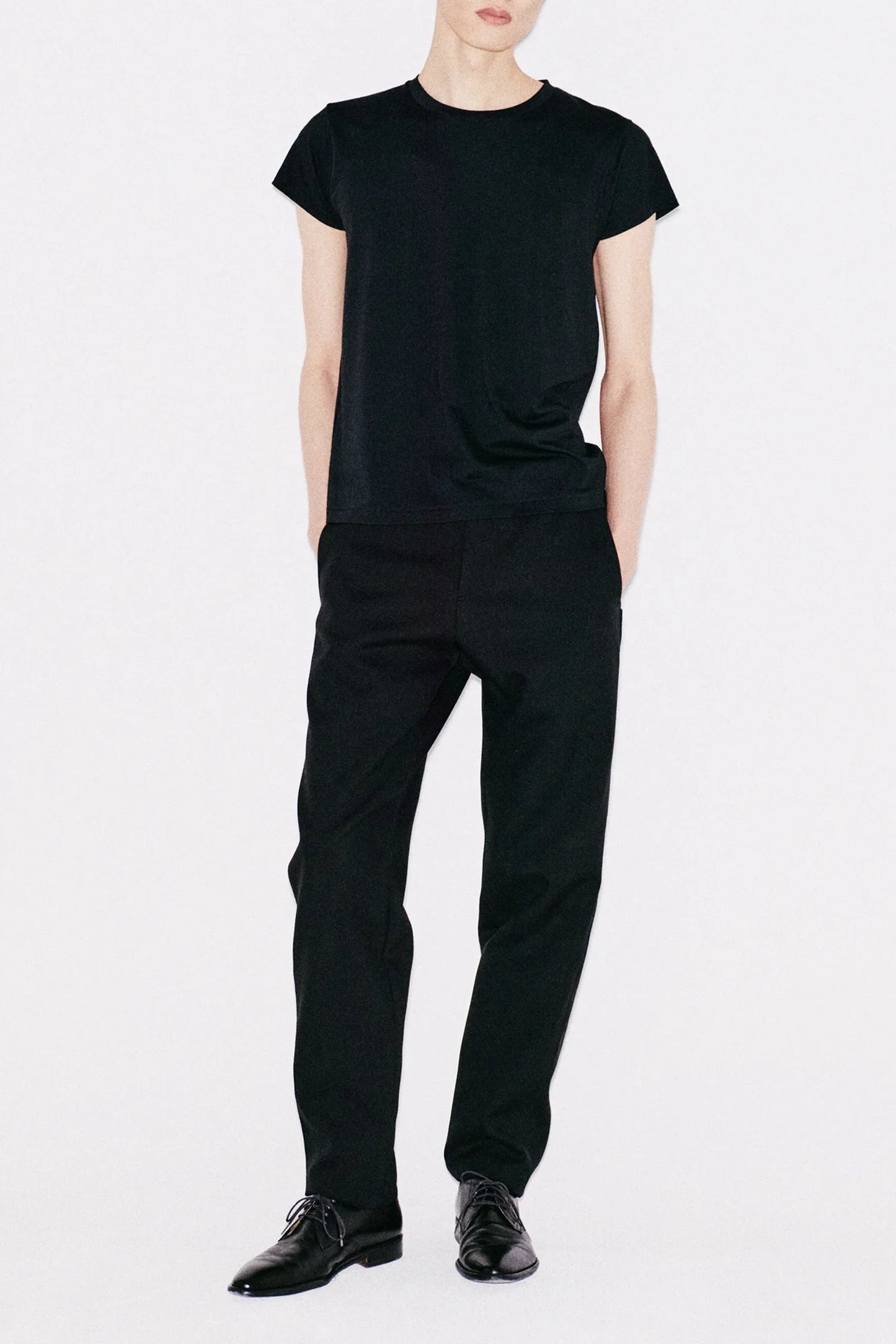50CR–RELAXED MERINO WOOL T-SHIRT IN BLACK