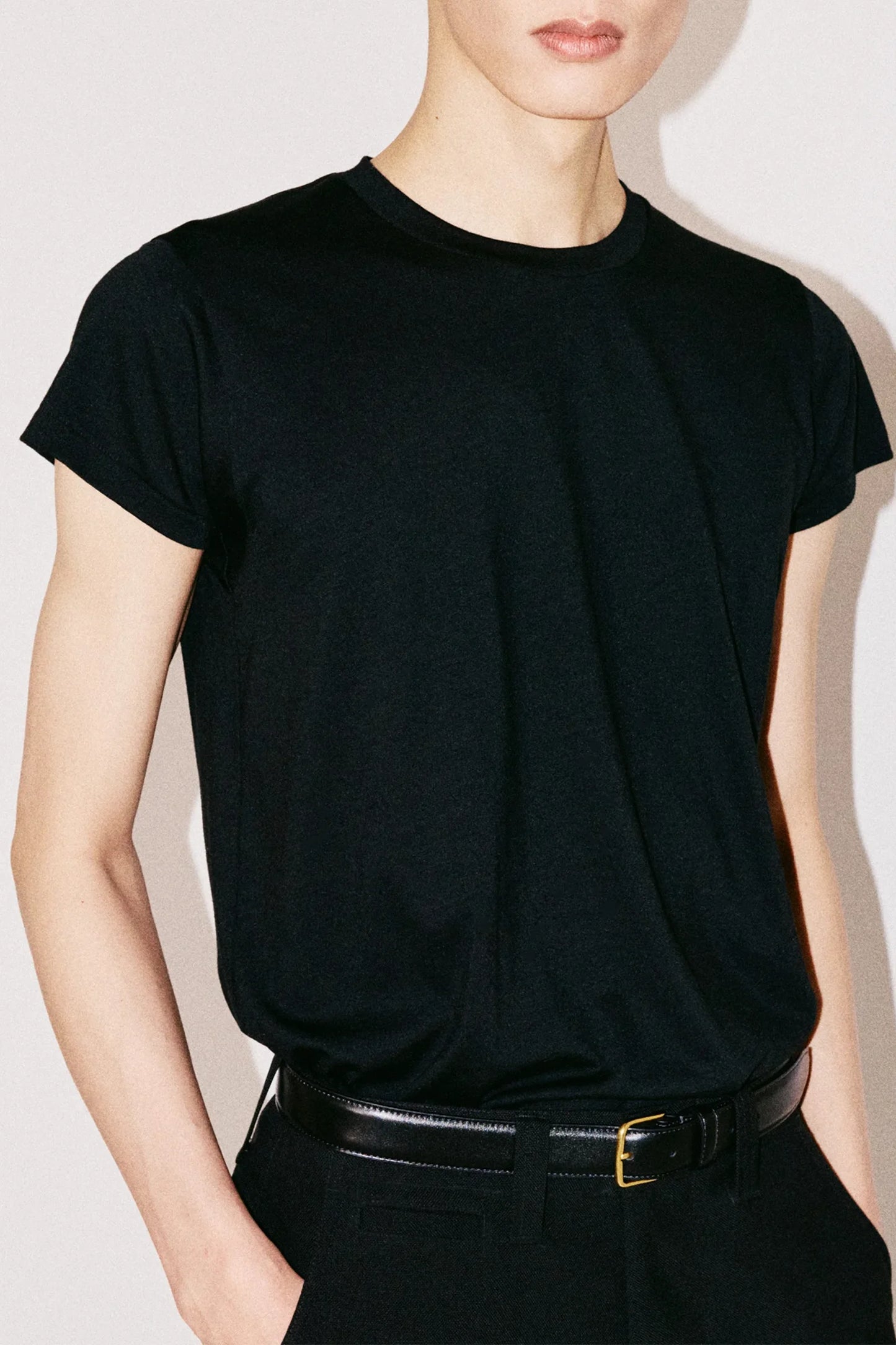 50CR–RELAXED MERINO WOOL T-SHIRT IN BLACK