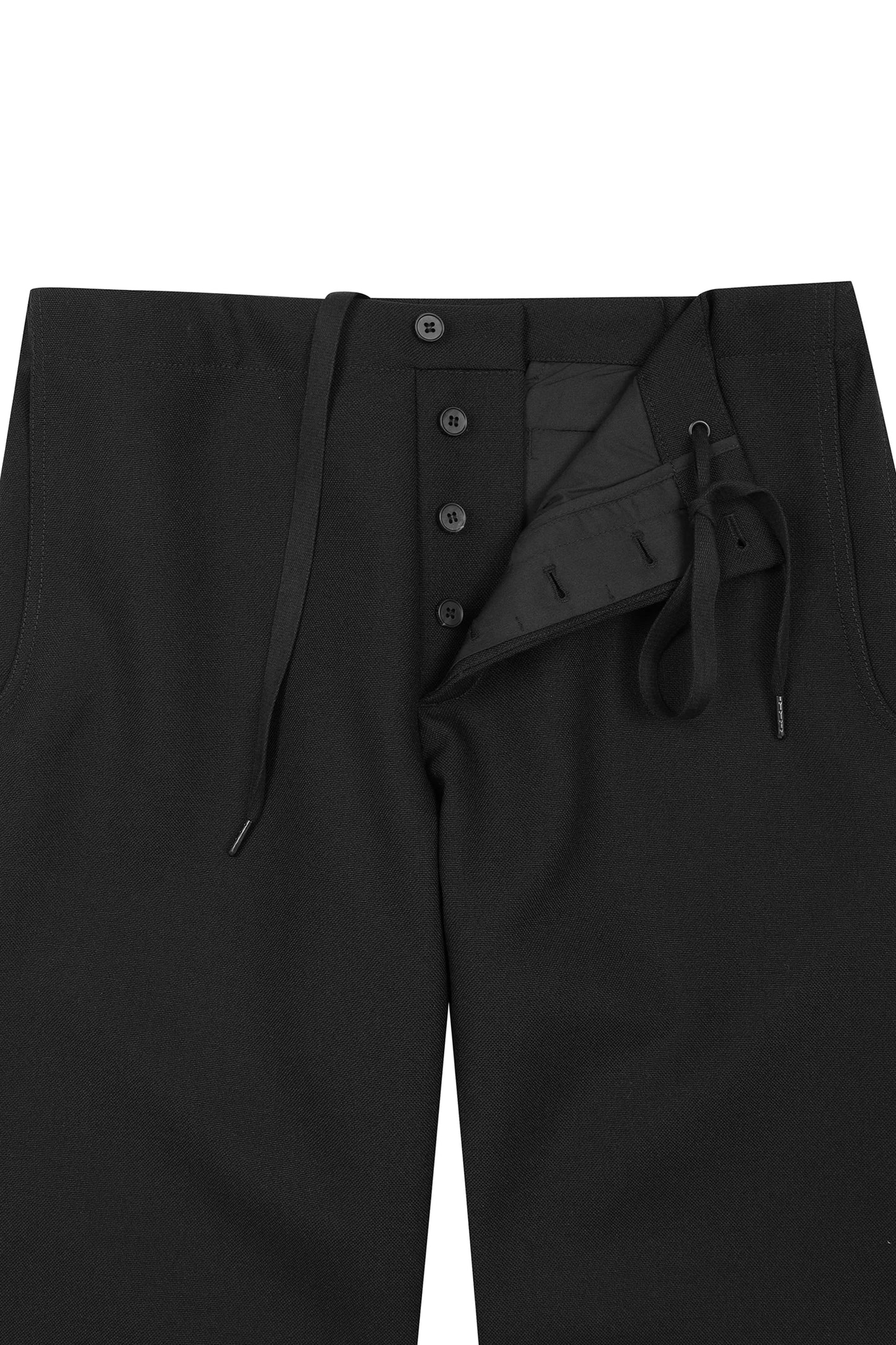 TP–STRUCTURED TAPERED WOOL CANVAS TROUSER IN BLACK