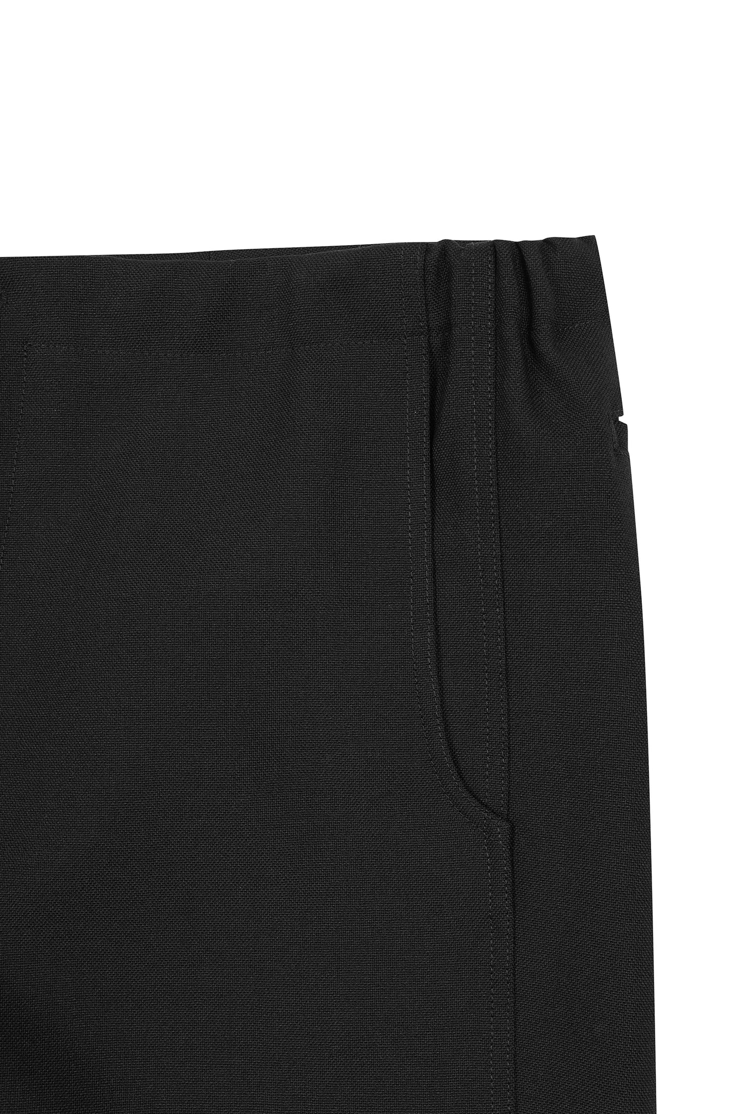 TP–STRUCTURED TAPERED WOOL CANVAS TROUSER IN BLACK