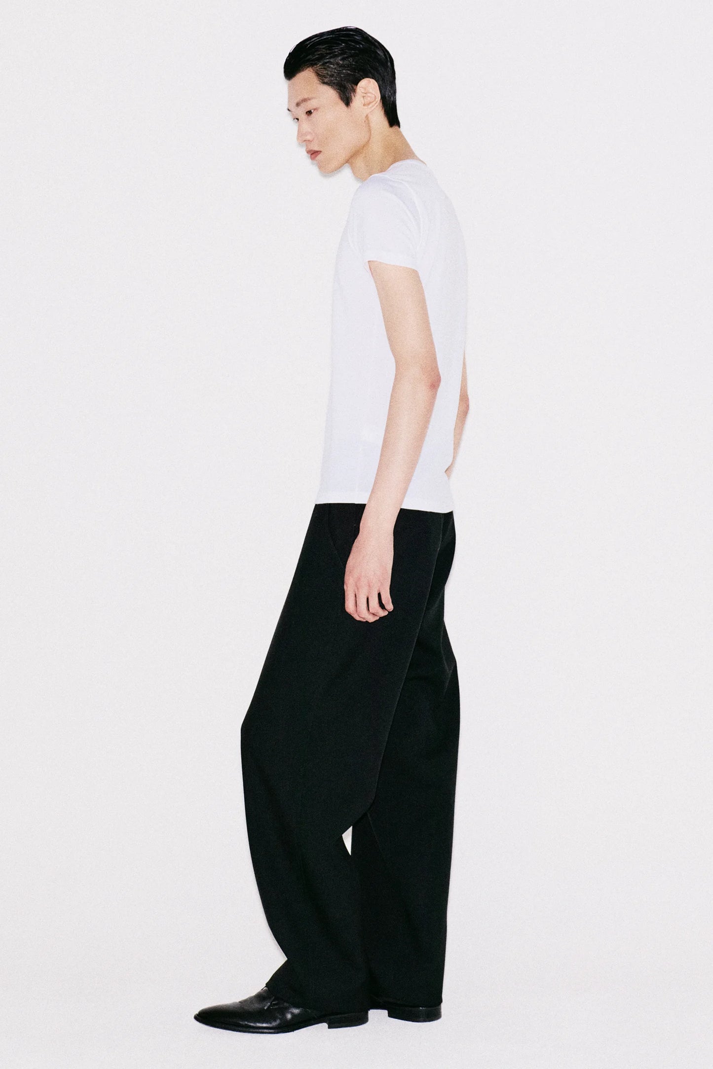 CL–STRUCTURED WIDE TROUSER IN WOOL CANVAS
