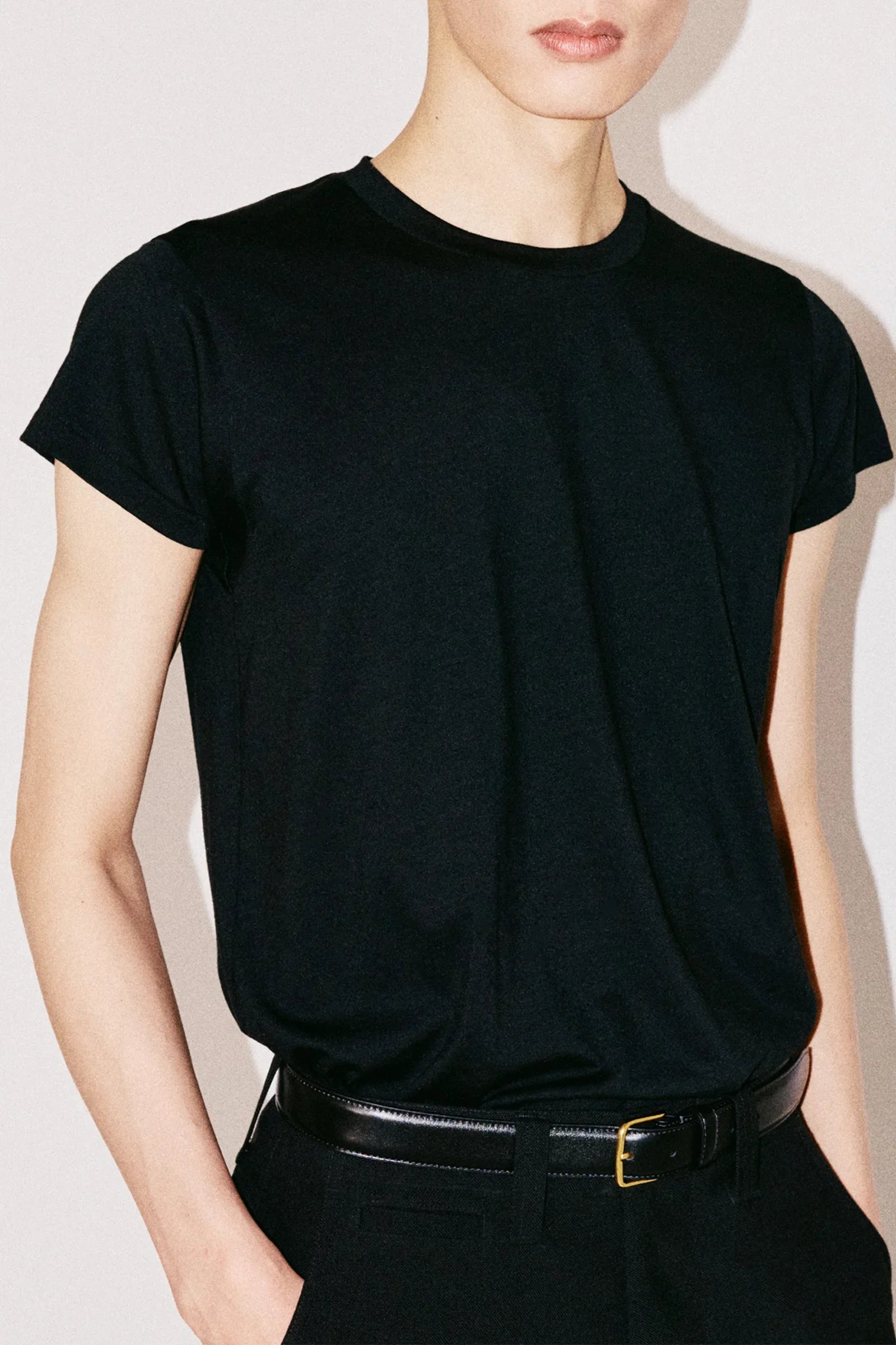 50CR–RELAXED MERINO WOOL T-SHIRT IN BLACK