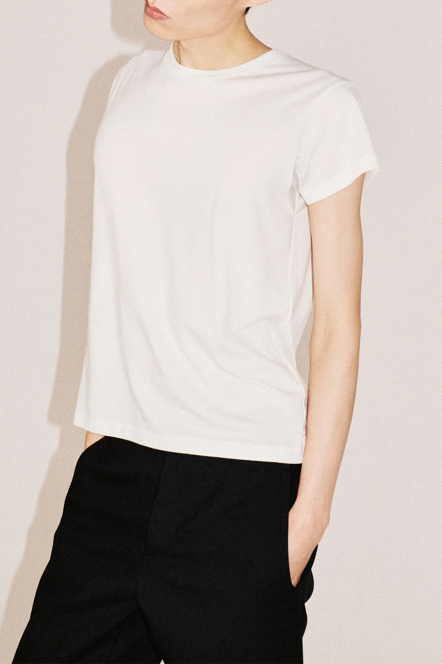 50CR–RELAXED MERINO WOOL T-SHIRT IN OFF-WHITE